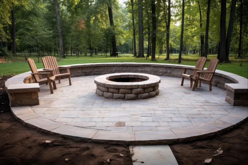 Brick patio and fire pit
